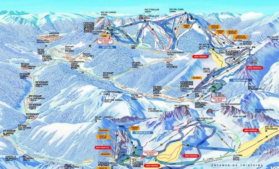 Андорра, горнолыжный курорт: карта трасс