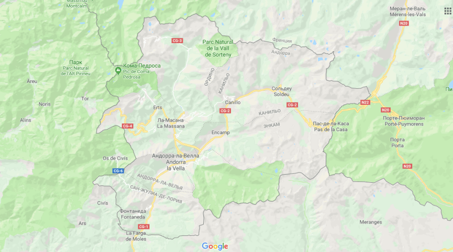 Андорра на карте мира