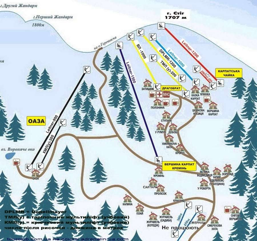 Драгобрат: схема трасс