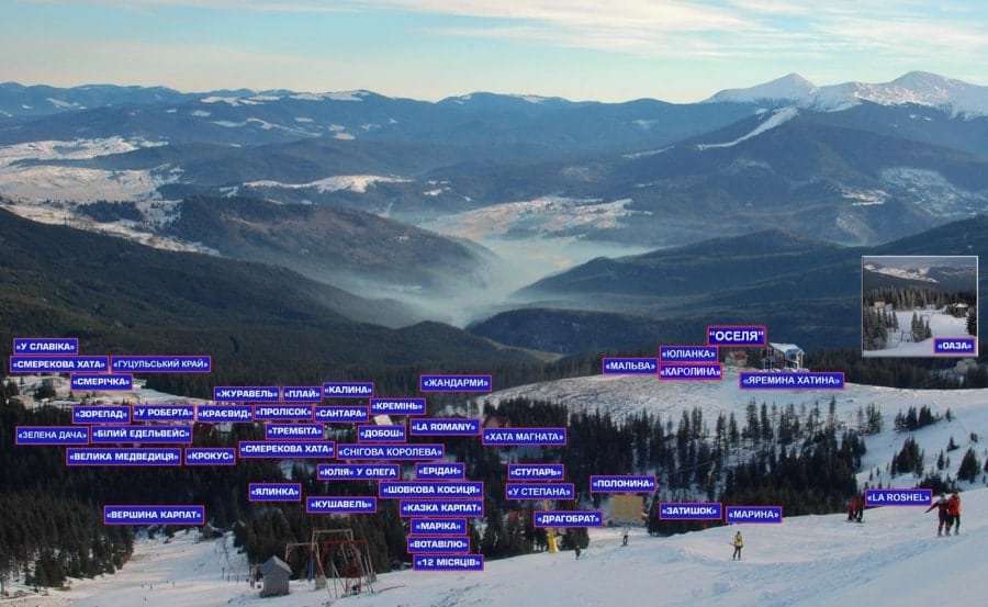 Карта расположения отелей - Драгобрат